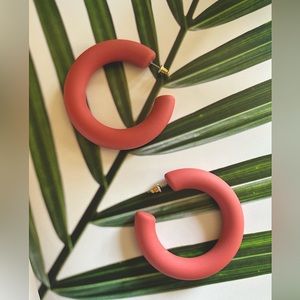 Matte Red-Pink Statement Hoops